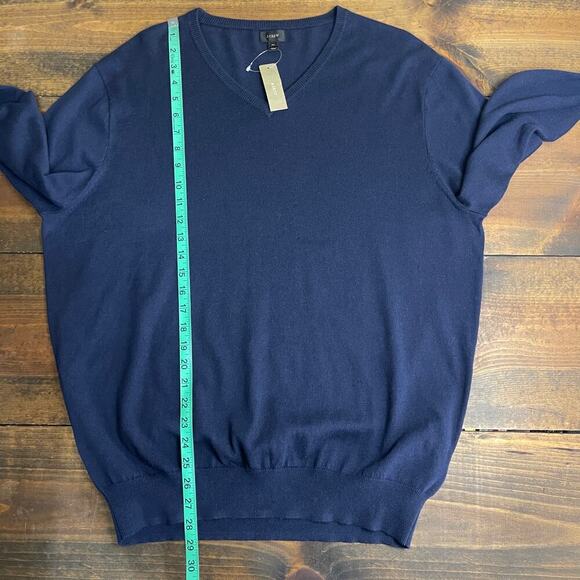 J. Crew Cotton Cashmere V-neck Sweater Navy Blue Men's XL Preppy NEW WITH TAGS - Picture 8 of 8